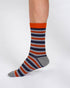 Thought Vareigated Bamboo Multi Stripe Socks Blue Orange 7-11