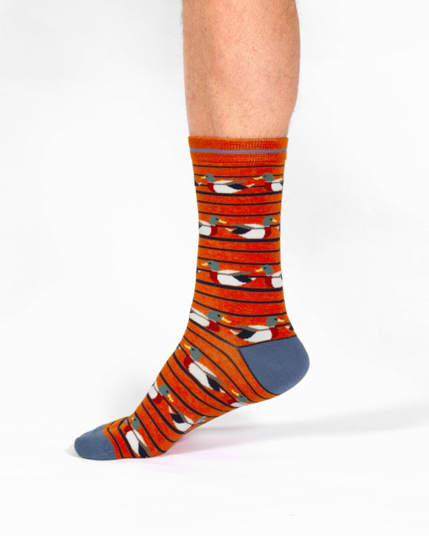 Thought Ducks In A Row Organic Cotton Crew Socks Orange/Blue 7-11