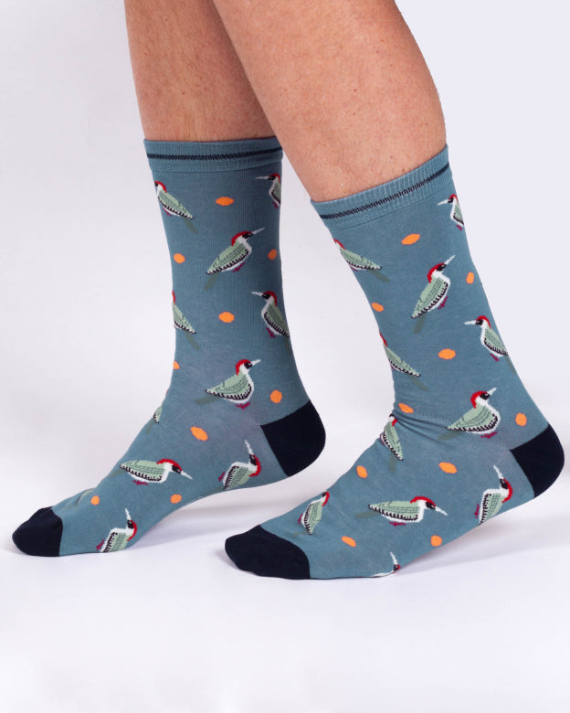 Thought Woodpecker Organic Cotton Crew Socks Blue Multi 7-11