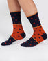 Thought Spot Stripe Bamboo Crew Socks Navy Orange 7-11