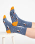 Thought Christmas Animal Bamboo Crew Socks Denim Peguin 7-11