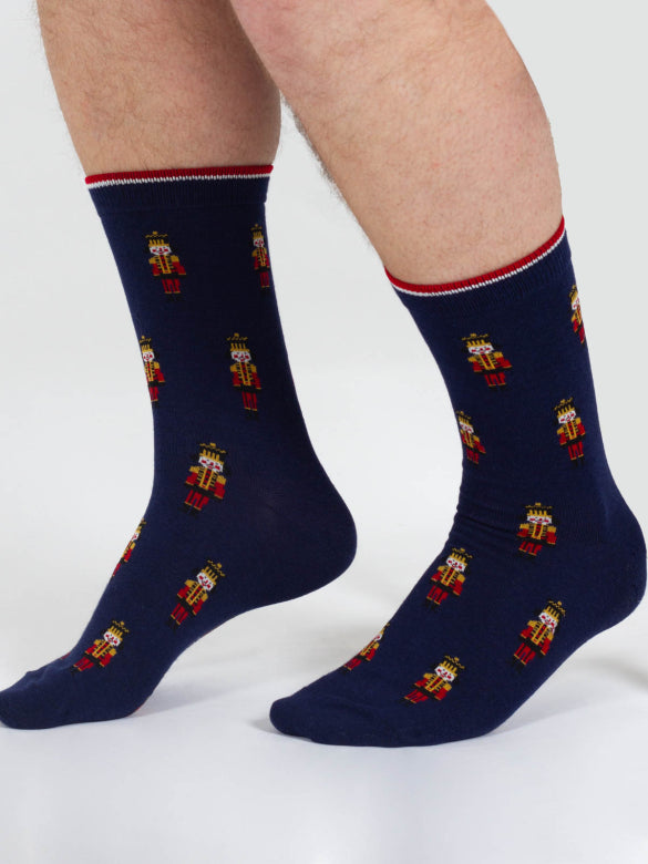 Thought Christmas Nutcracker Bamboo Socks Navy 7-11