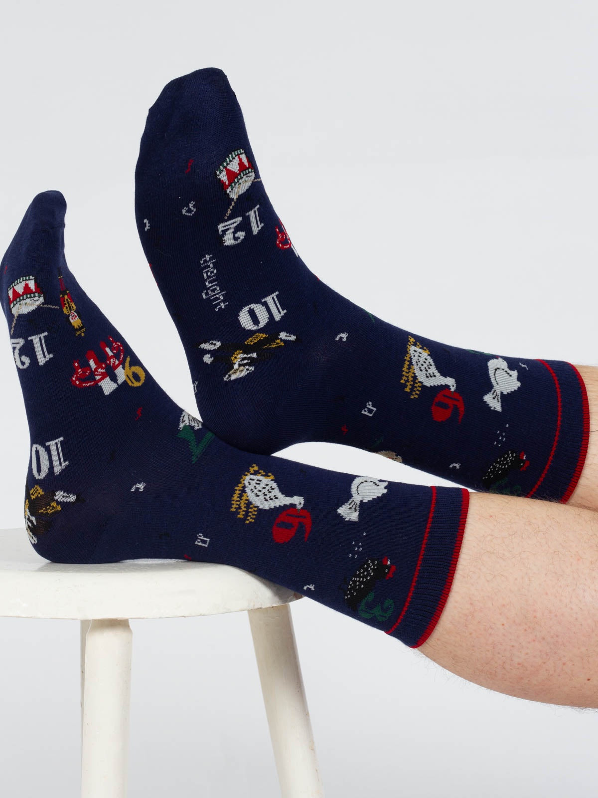 Thought 12 Days Of Christmas Bamboo Socks Navy 7-11