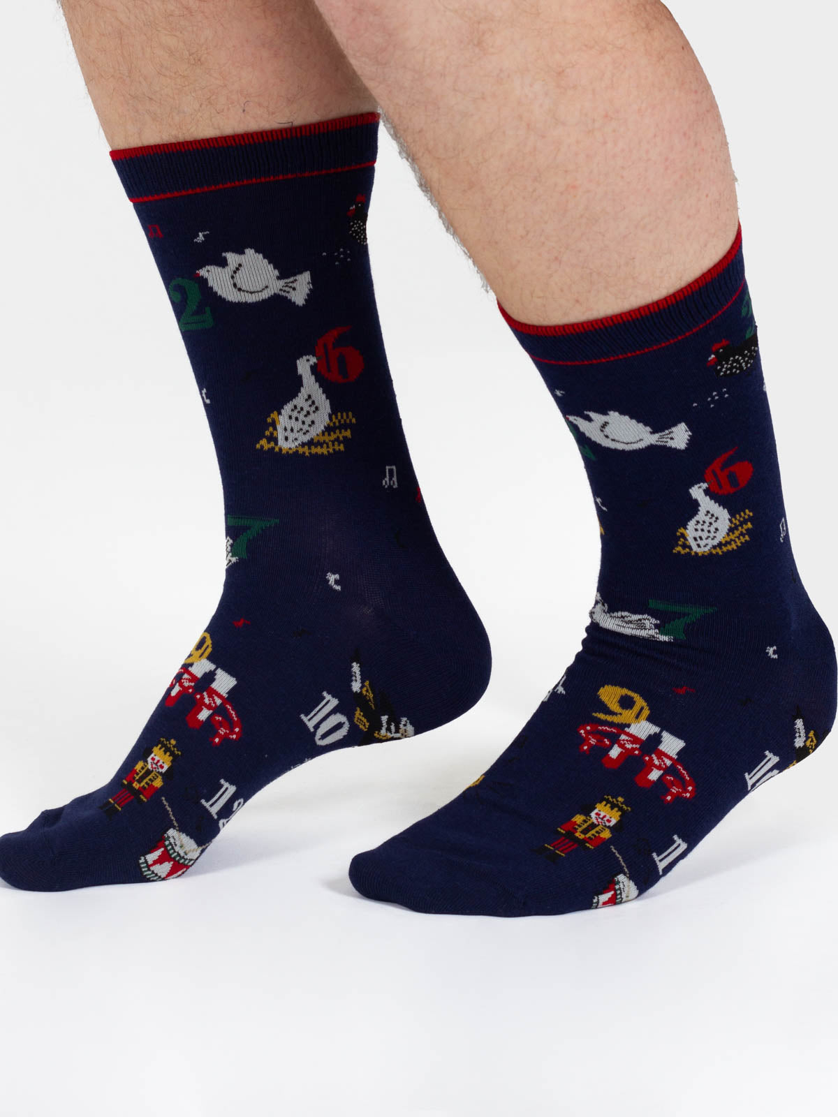 Thought 12 Days Of Christmas Bamboo Socks Navy 7-11