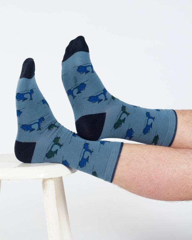 Thought Speedy Scooter Bamboo Crew Socks Blue 7-11