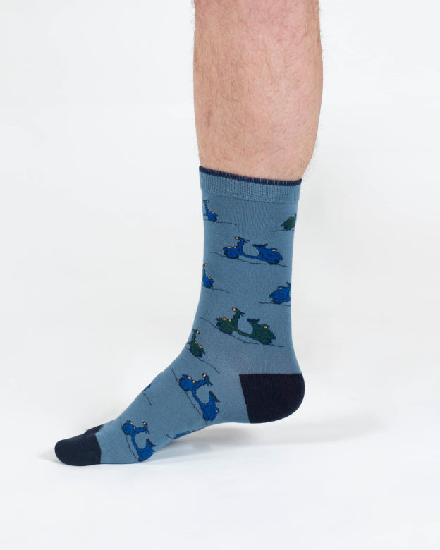 Thought Speedy Scooter Bamboo Crew Socks Blue 7-11