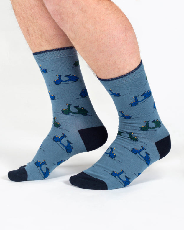 Thought Speedy Scooter Bamboo Crew Socks Blue 7-11