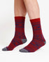 Thought Pattereded Wool Crew Socks Red 7-11