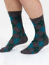 Thought Argyle Bamboo Print Crew Socks Grey 7-11