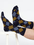 Thought Argyle Bamboo Print Crew Socks Navy 7-11