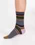 Thought Thick Multi Stripe Bamboo Crew Socks Moss Green/Lilac 7-11