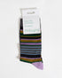 Thought Thick Multi Stripe Bamboo Crew Socks Moss Green/Lilac 7-11