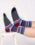 Thought Thick Multi Stripe Bamboo Crew Socks Blue/Red 7-11