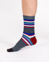 Thought Thick Multi Stripe Bamboo Crew Socks Blue/Red 7-11