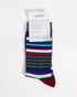 Thought Thick Multi Stripe Bamboo Crew Socks Blue/Red 7-11