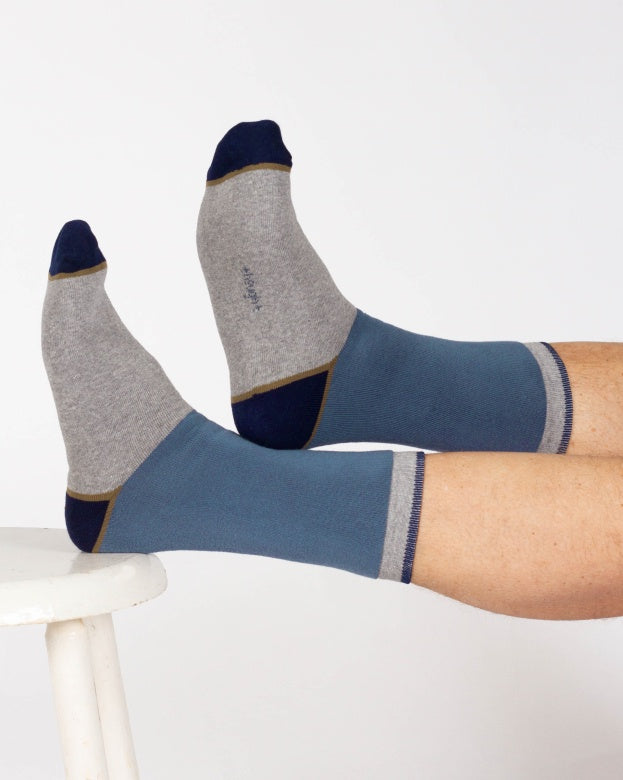 Thought Block Colour Walker Crew Socks Grey/Blue 7-11