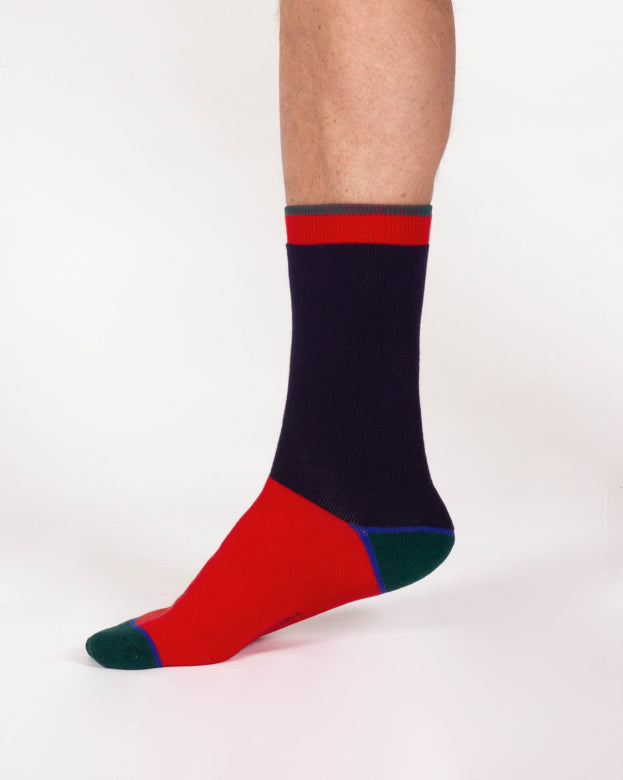 Thought Block Colour Walker Crew Socks Red/Navy 7-11