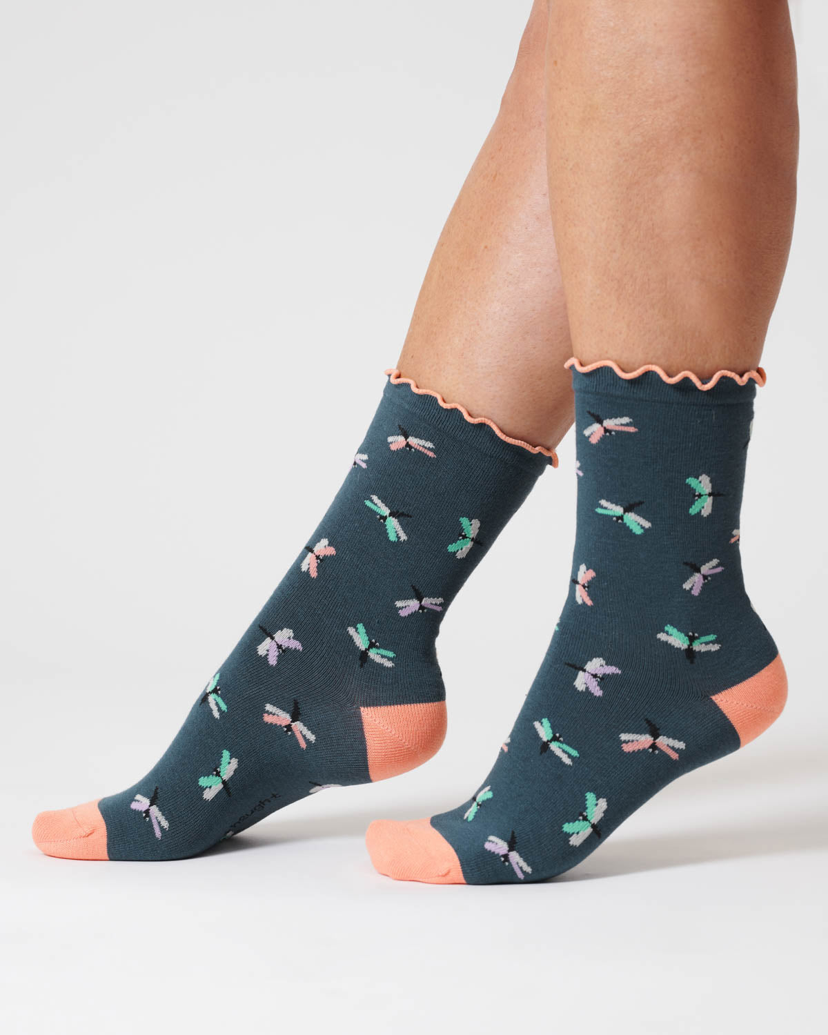 Thought Insect Organic Cotton Socks Blue Slate 4-7