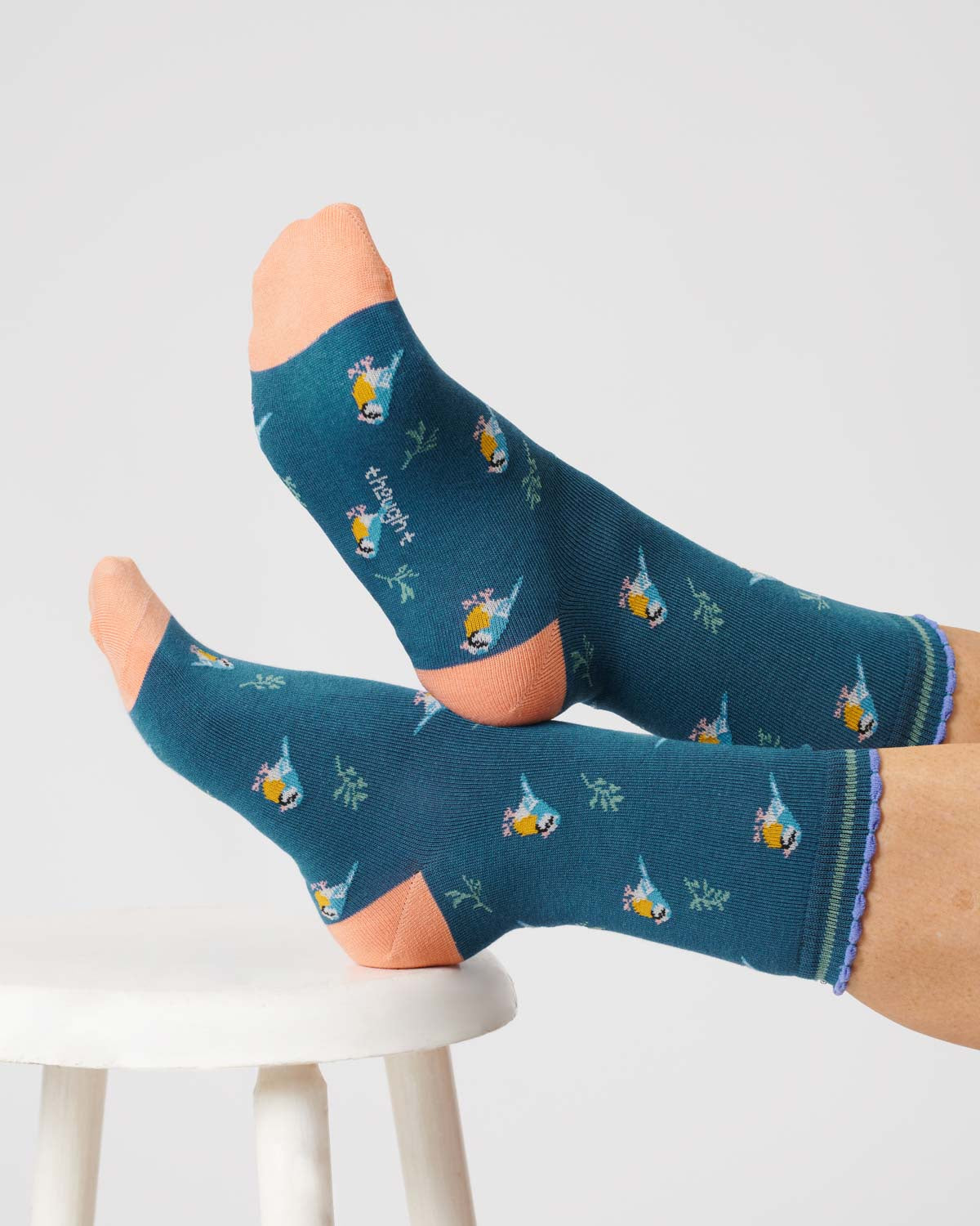 Thought Bird Organic Cotton Socks Lake Blue 4-7