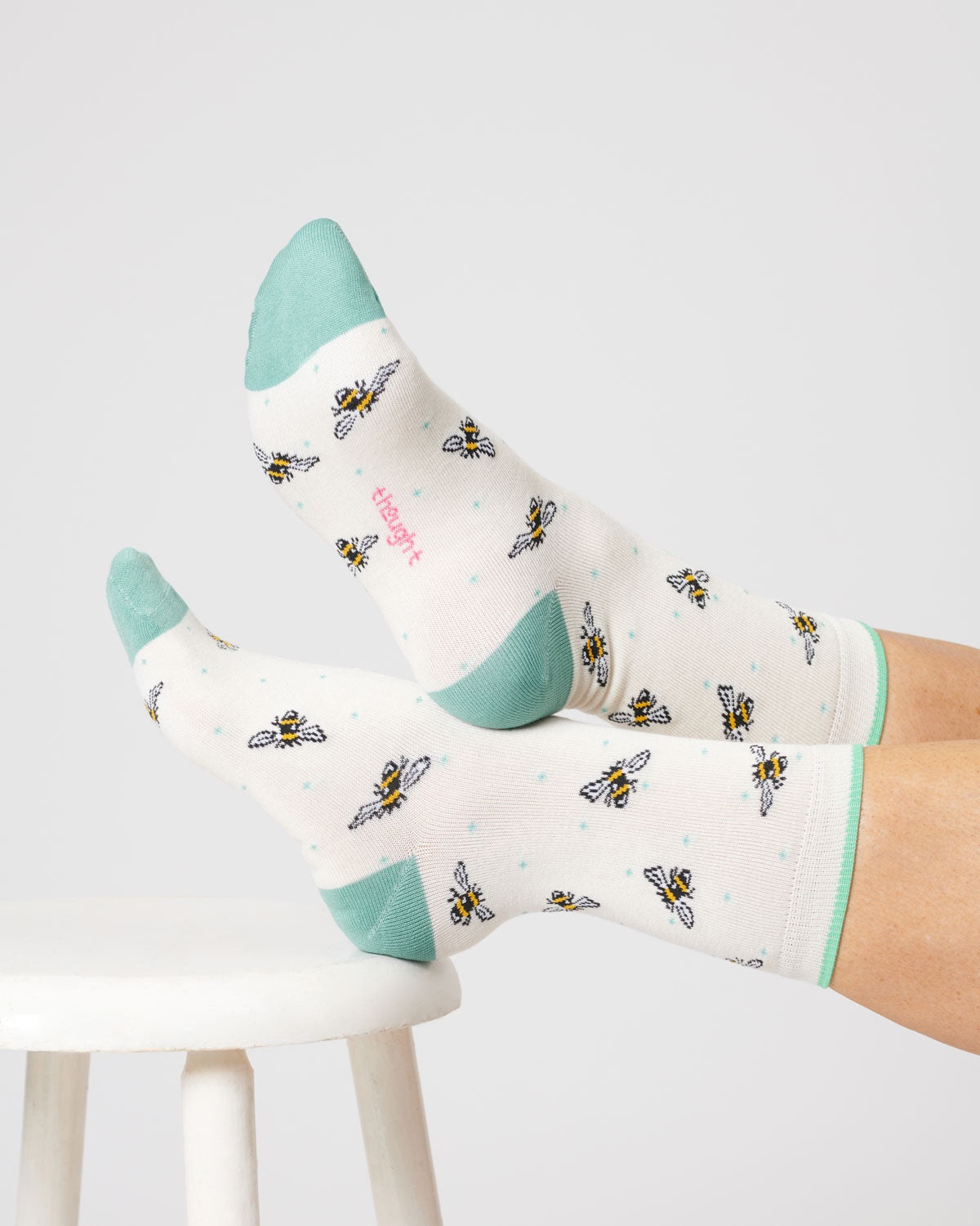 Thought Bee Bamboo Socks Stone White 4-7