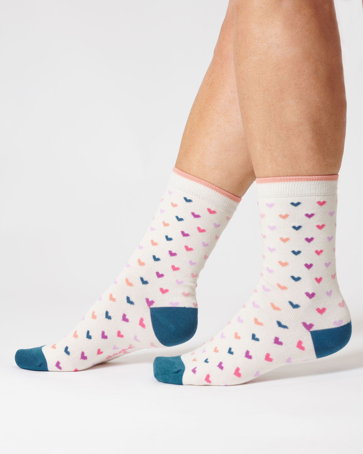 Thought Heart Spot Organic Cotton Socks Stone White 4-7