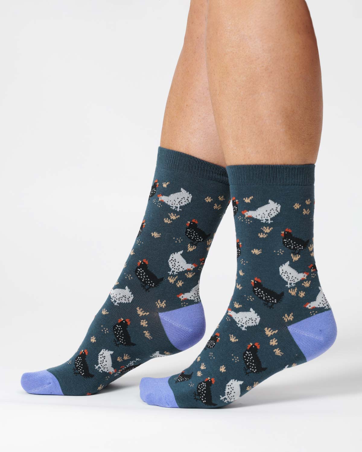 Thought Chicken Organic Cotton Socks Blue Slate 4-7