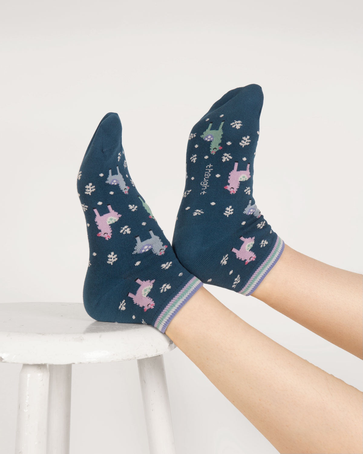 Thought Llama Ankle Organic Cotton Socks Lake Blue 4-7