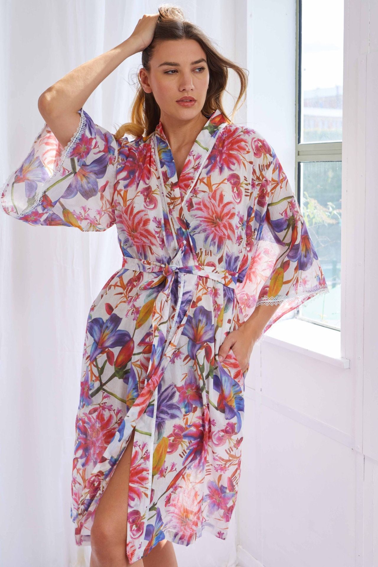 Cottonreal Lilly Flora Cotton Lawn Kimono / Gown