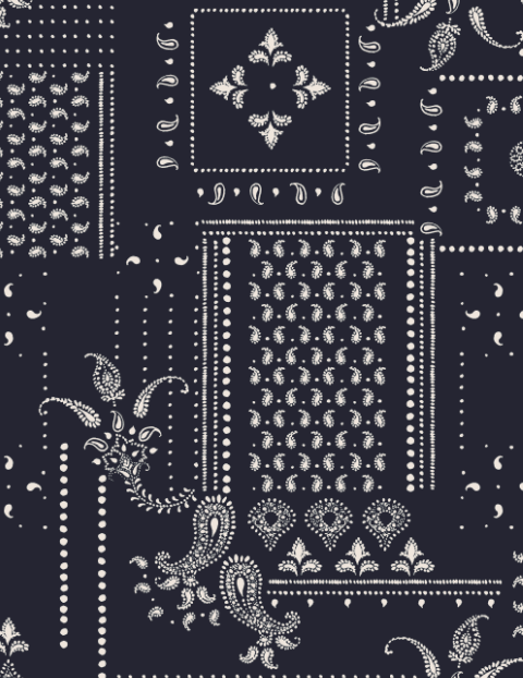 Saint Tropez Lilja Crinkle SS Shirt Night Sky Paisley Mosaic