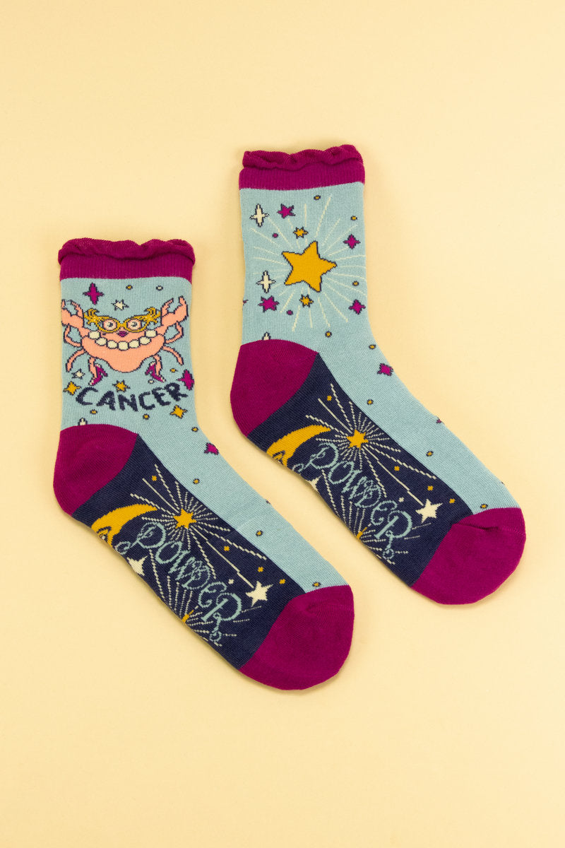 Powder Zodiac Ankle Socks Cancer