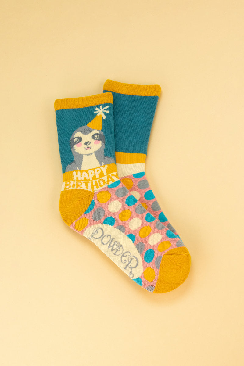 Powder Happy Birthday Ankle Socks Sloth
