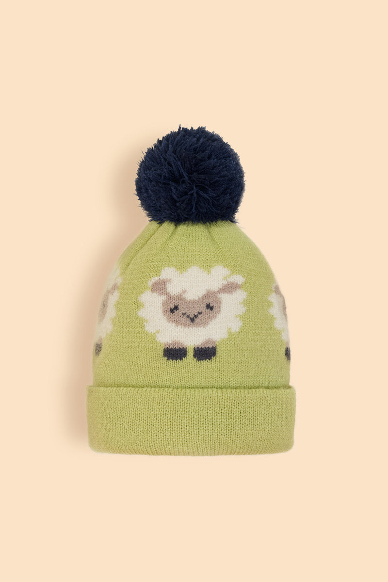 Powder Children's Knitted Sheep Hat - Sage