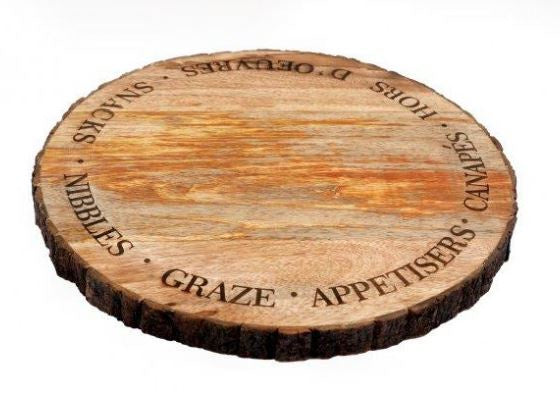 40 CM Round Bark Edge Serving Board