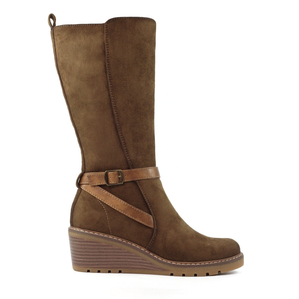 Lunar Rumer Tan Long Wedge Boot