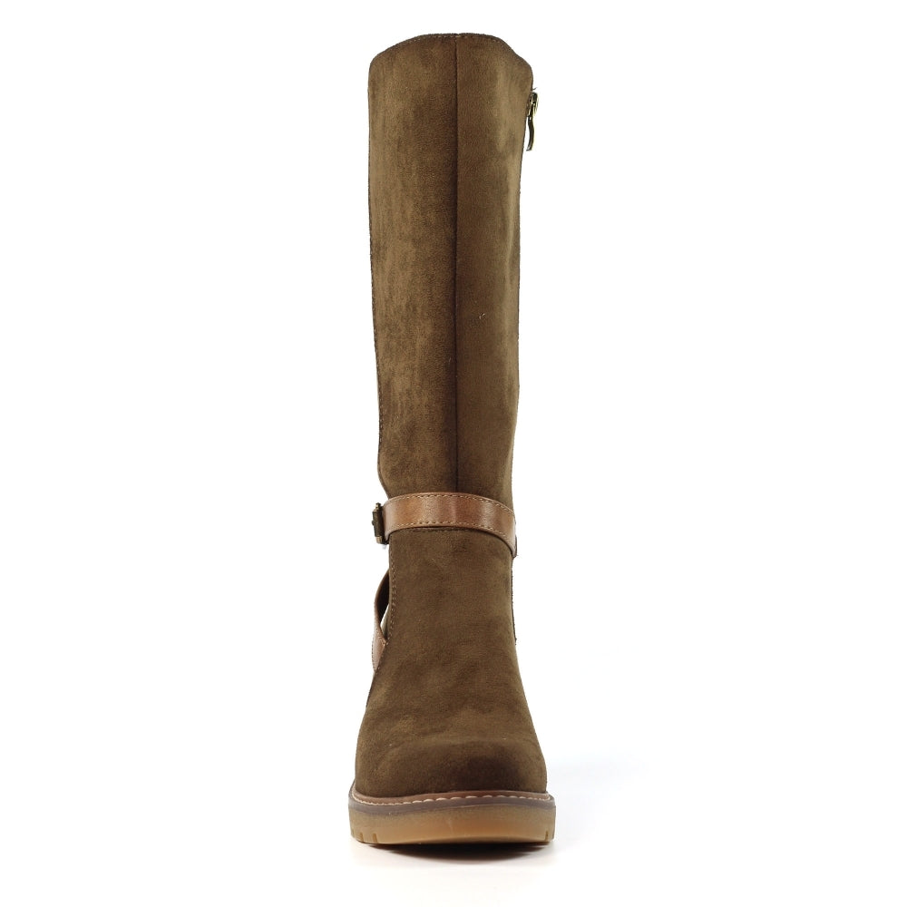 Lunar Rumer Tan Long Wedge Boot