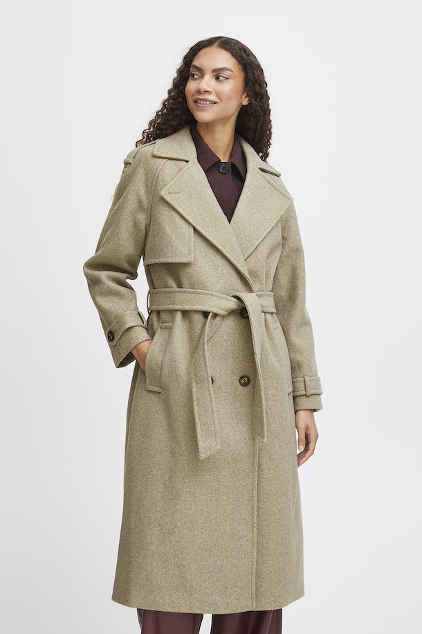 b.young Cilia Trench Coat Sepia Tint Melange