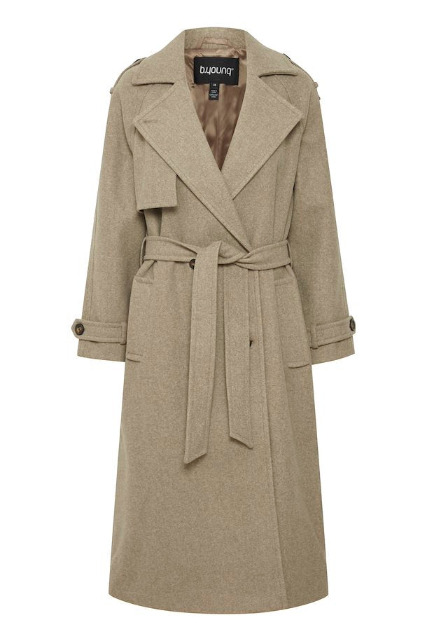 b.young Cilia Trench Coat Sepia Tint Melange