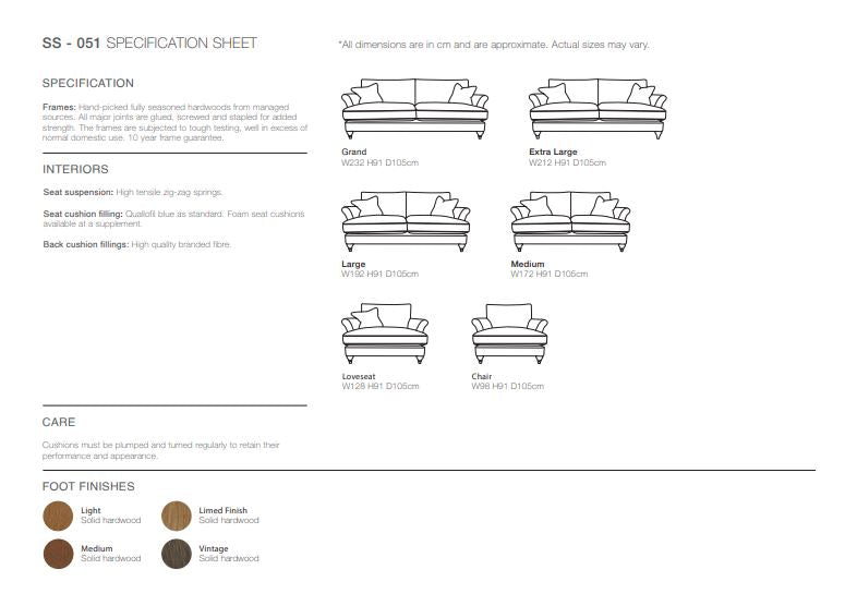 Sophie Ex-large Sofa With Superior Seat Option Fabric A & B