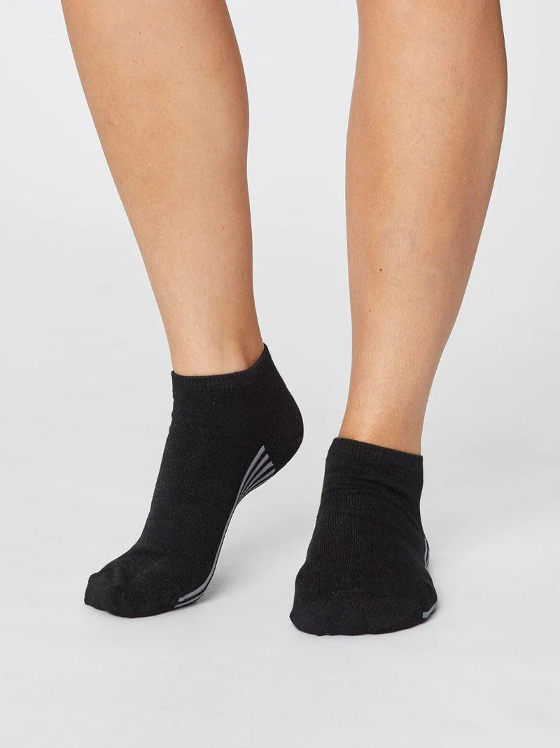 Thought Solid Jane Bamboo Trainer Socks Black 4-7