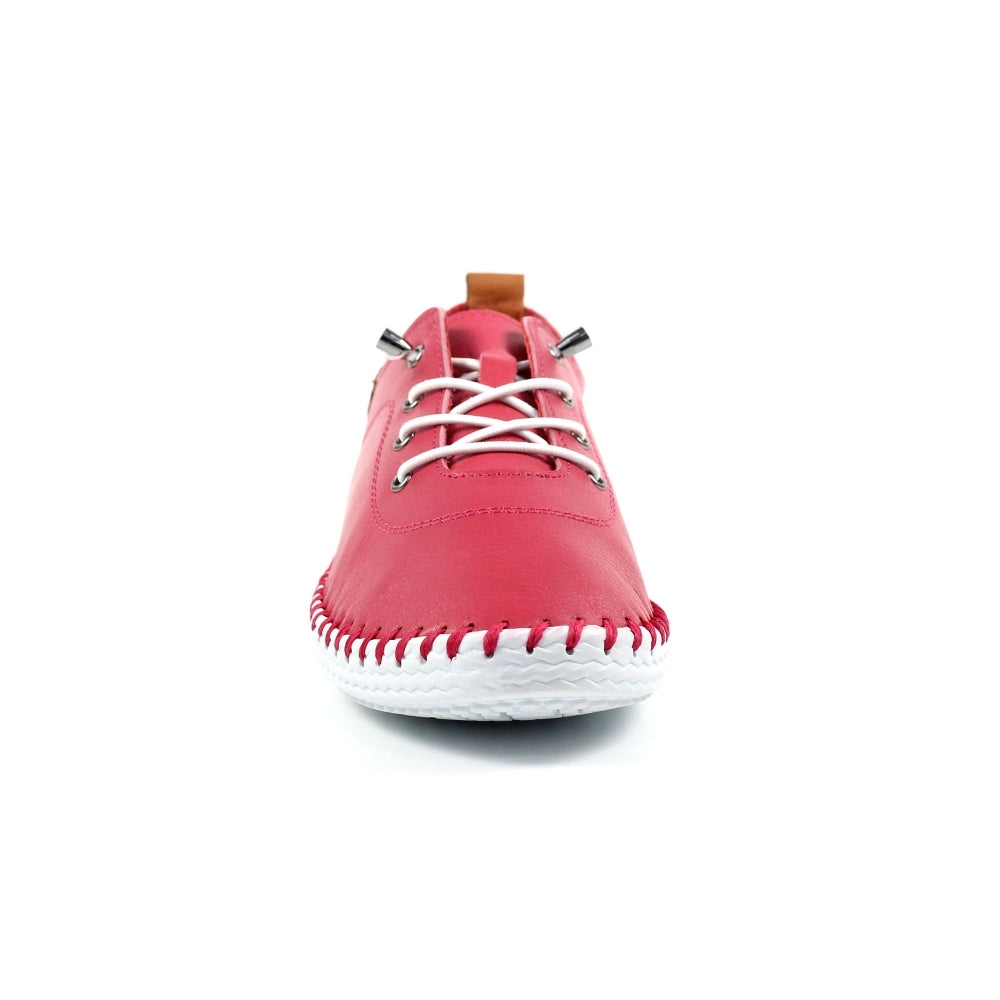 Lunar St Ives Raspberry Leather Plimsoll