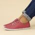 Lunar St Ives Raspberry Leather Plimsoll