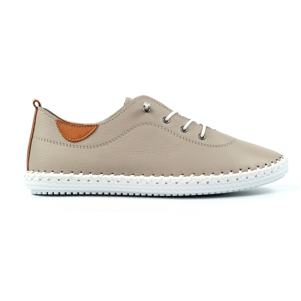 Lunar St Ives Stone Leather Plimsoll