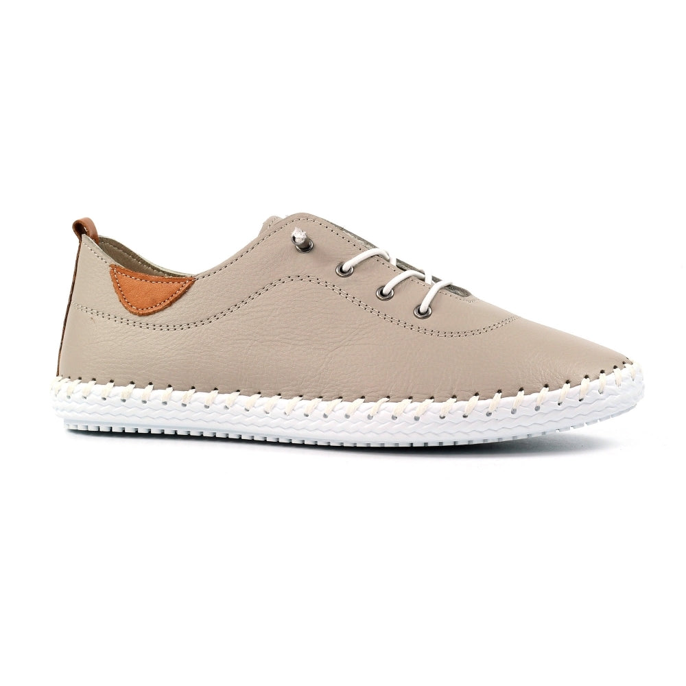 Lunar St Ives Stone Leather Plimsoll
