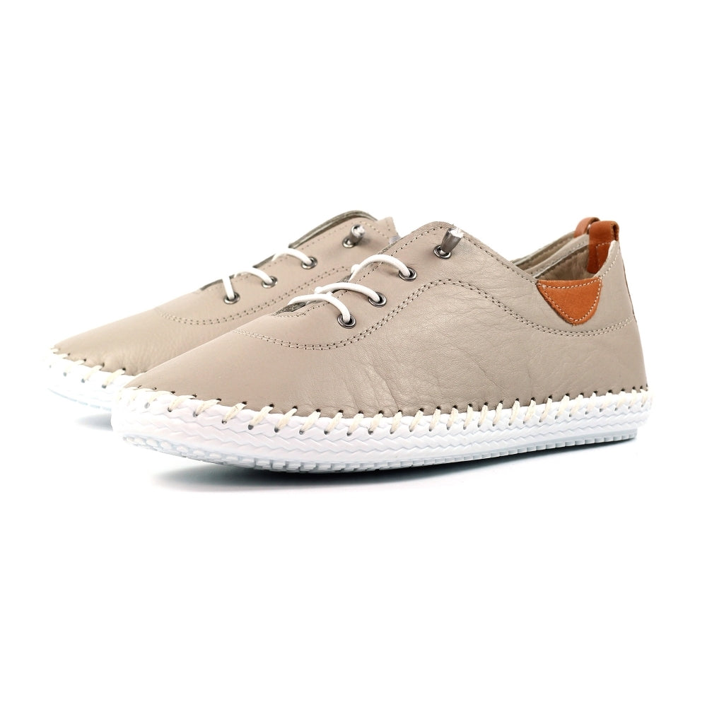 Lunar St Ives Stone Leather Plimsoll