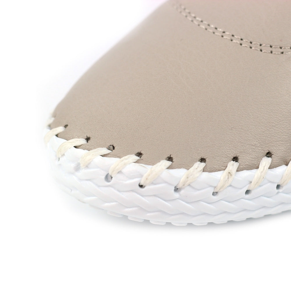 Lunar St Ives Stone Leather Plimsoll