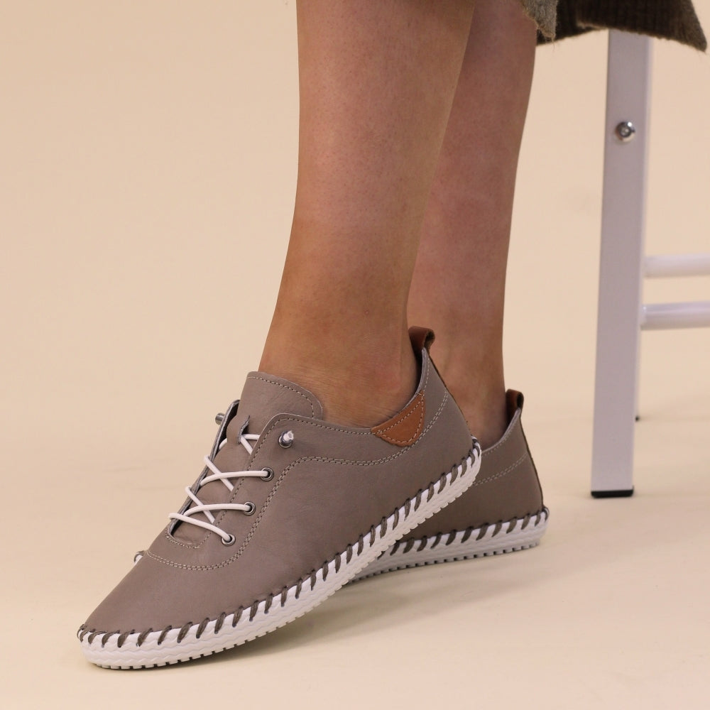 Lunar St Ives Taupe Plimsoll