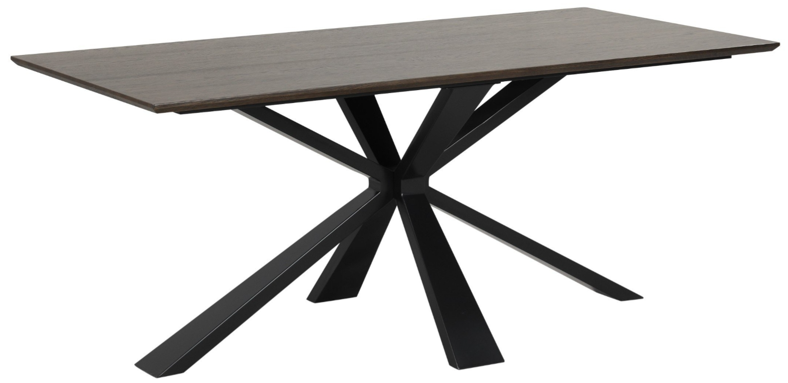 Stamford Walnut Oak Fixed 180cm Table With Metal And Two Green Benches