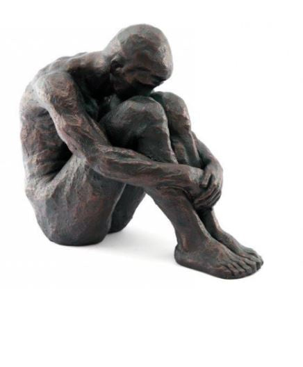 Sitting Man Bronze Coloured Statue