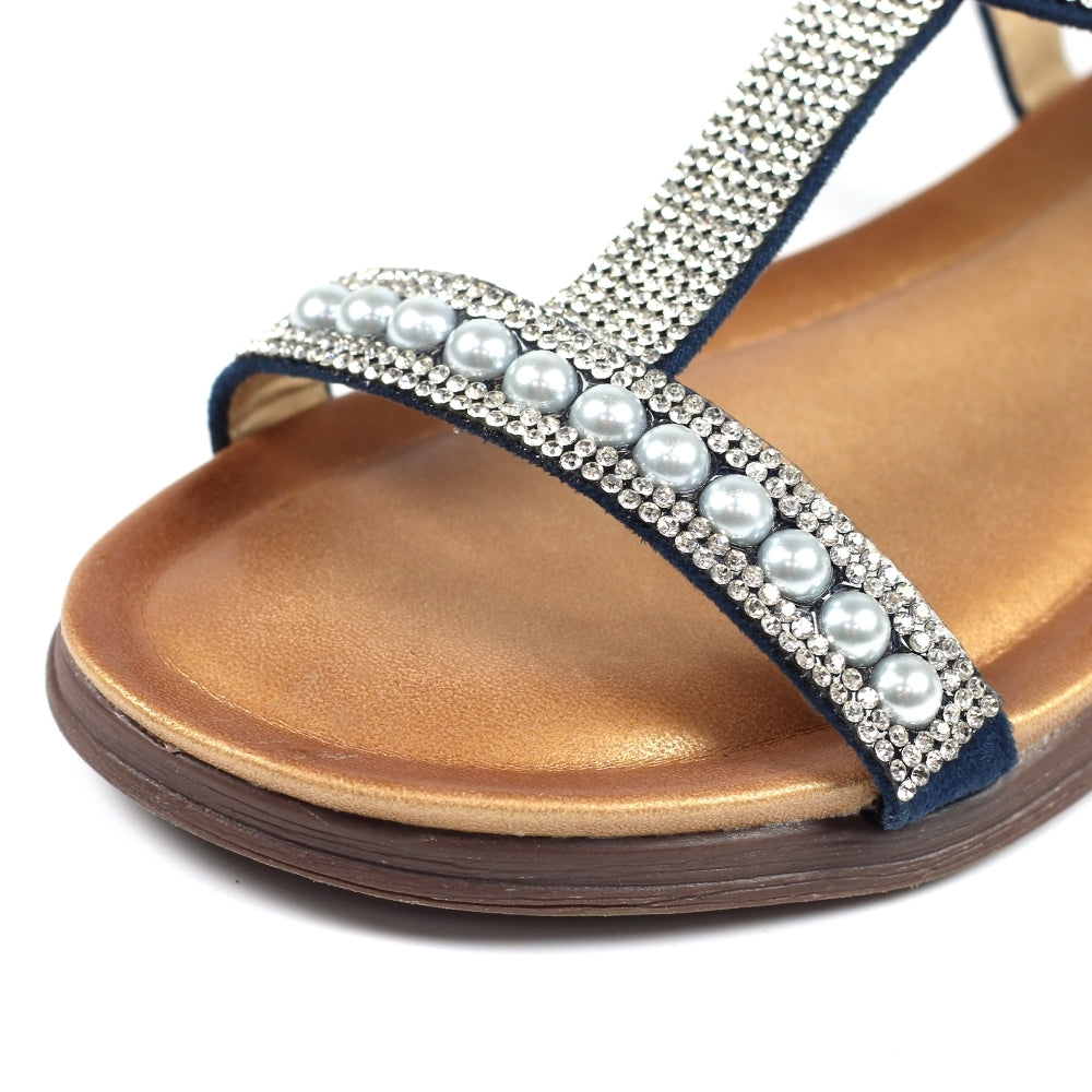 Lunar Tancy Blue Pearl Detail Sandal