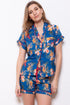 Cottonreal Tropical Lilly Shortie PJ Set Blue